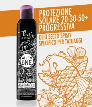 THAT'SO - PROTEZIONE ALL IN ONE TATTOO SPF 20-30-50 OLIO SECCO SPRAY CONTINUO 200ml.