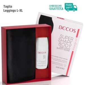 Becos Kit Corpo Super Shape Body Snellente & Anti-Adipe Con Leggings Rimodellanti Taglia L/XL + Roll On Snellente Intensivo 75ml Beauty Set Snellente