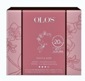 Olos Glyco & Acids INTENSE Peeling Cosmetico Rinnovante Viso -10 fiale di Acido Glicolico Tamponato al 30% da 5ml